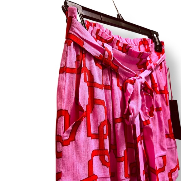 NWT Gibson‎ Pink Red Chain Link Pattern Shorts Paper Bag McBling XXSP - Picture 2 of 6
